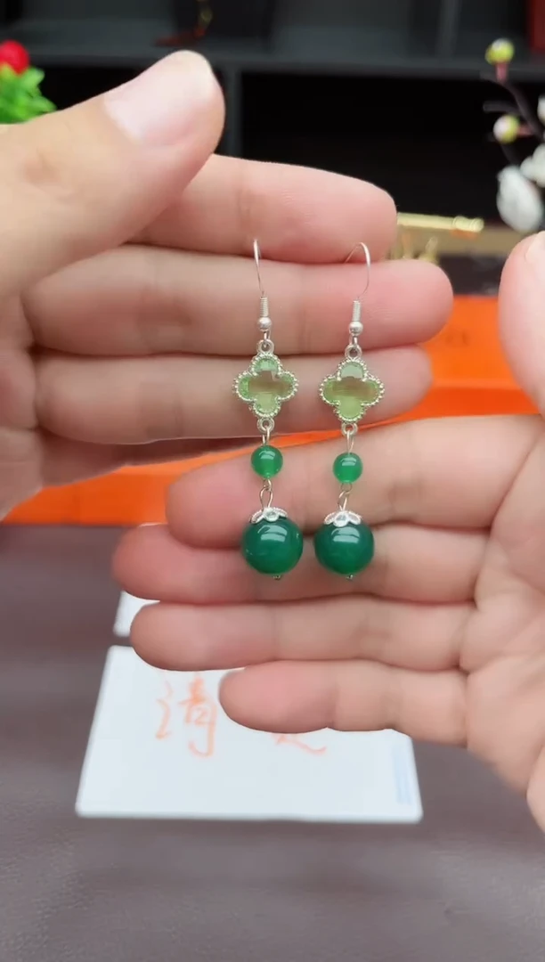 玛瑙/玉髓耳饰银S925镶嵌705000