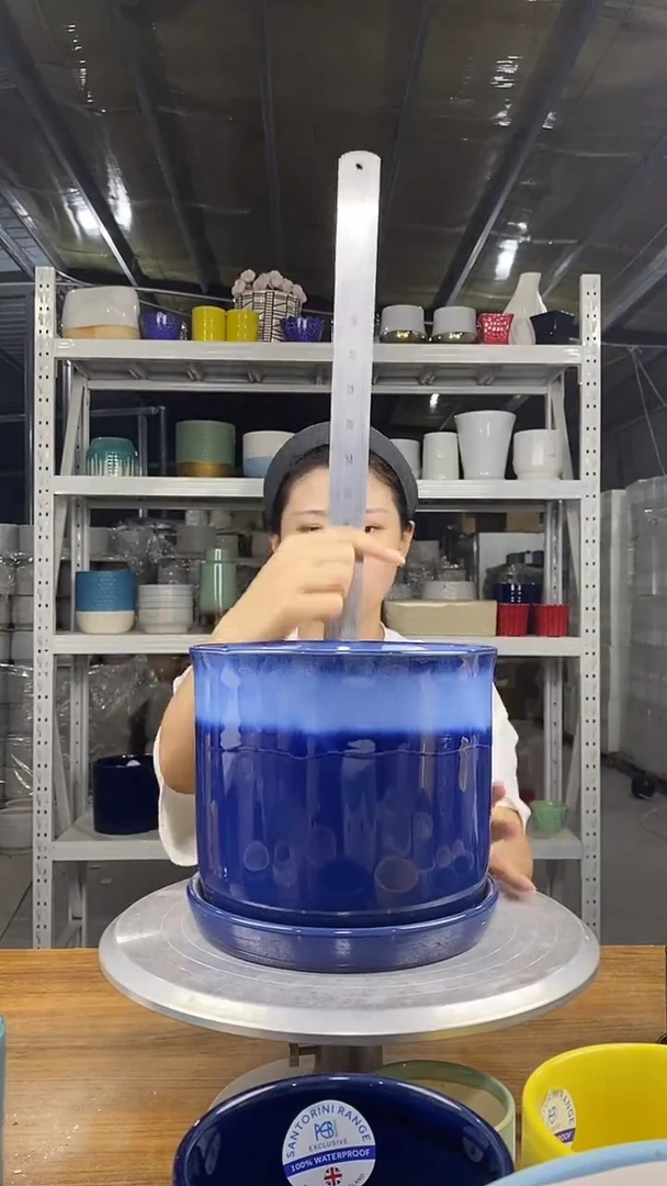 默认打孔陶瓷花盆宽高19.5-17