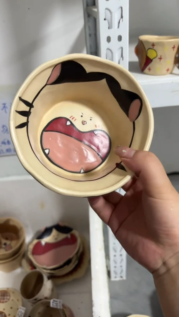 陶瓷猫咪果篮【十里高温釉下彩陶瓷】