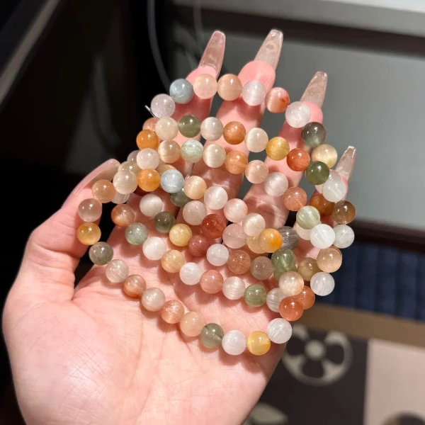 高级感天然彩兔毛手链顺发强猫眼兔毛白水晶蓝发晶手串多样性发一