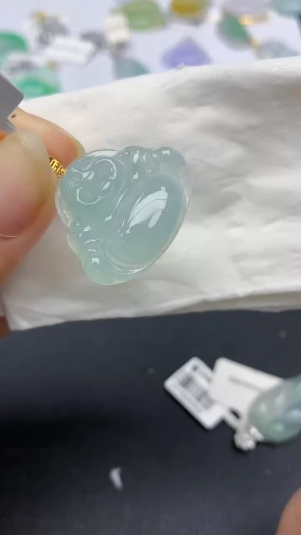 翡翠18K金镶嵌颈饰天然缅甸a货翡翠百元以上9元证书费自理