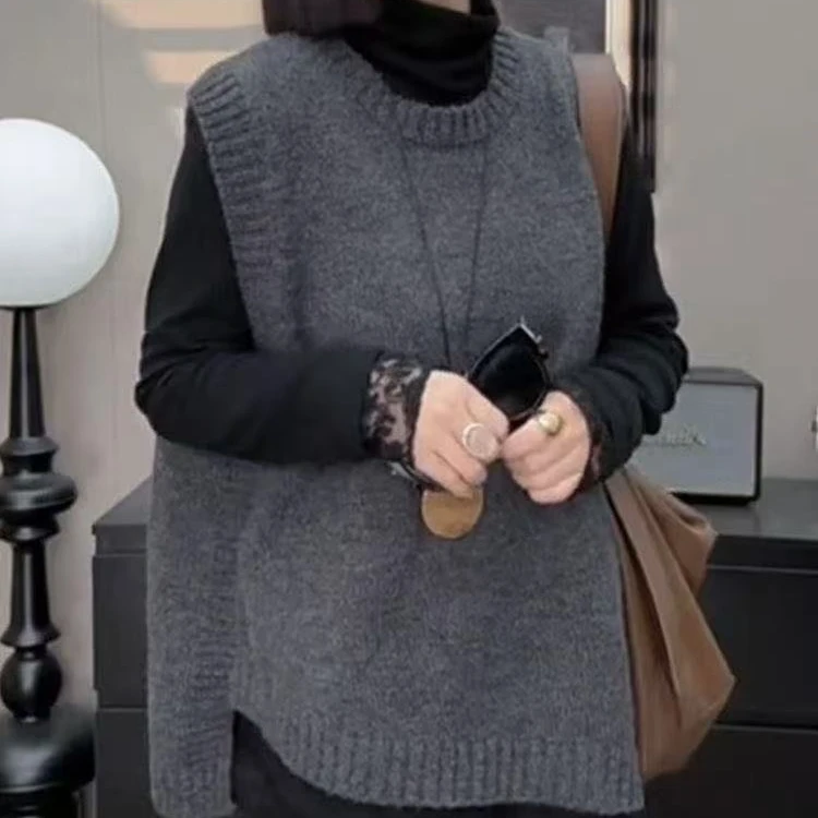 韩系通勤减龄套装女2024秋冬新款显瘦不规则外穿爆款马甲ins上衣