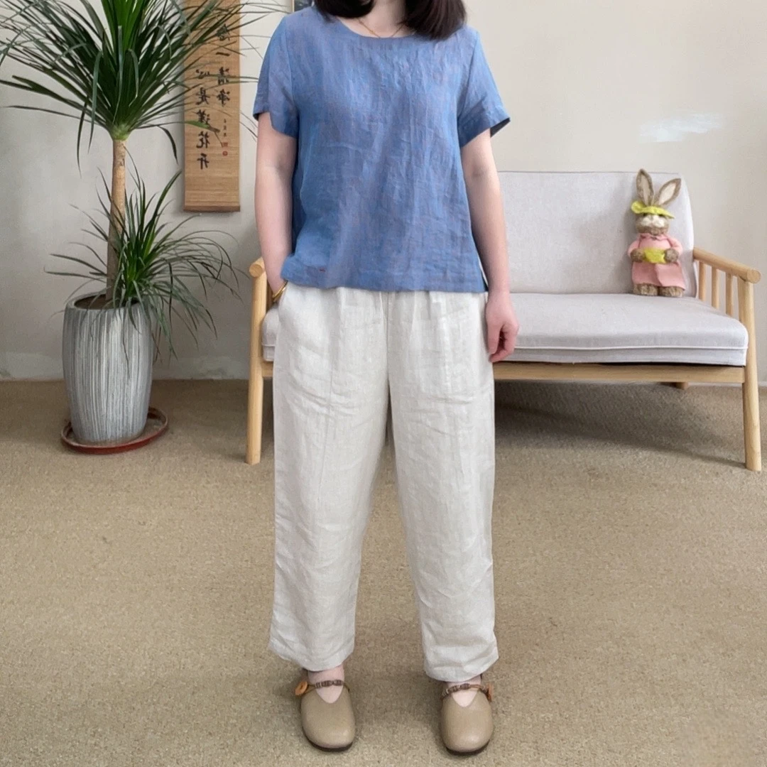 【特惠福利】春夏纯亚麻雨露麻松紧腰宽松休闲九分裤萝卜裤2352