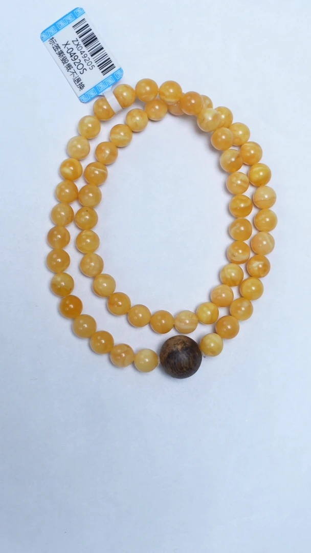 手链琥珀未镶嵌花蜡沉香双圈