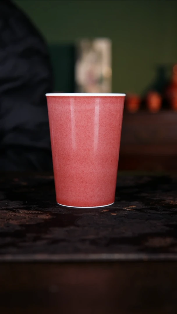 杯子白泥景德镇纯手工陶瓷豇豆红
