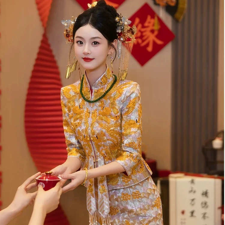 大码龙凤褂褂皇结婚婚服新娘重工奢华中式嫁衣敬酒服
