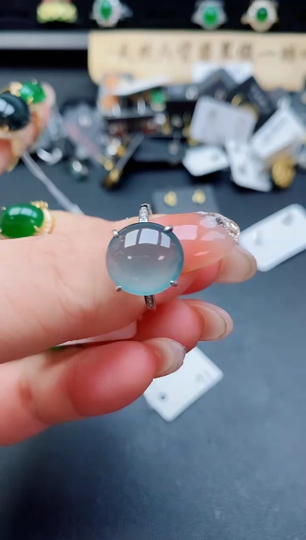 银S925镶嵌戒指翡翠80