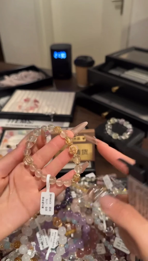 水晶手链合金黄水晶x778