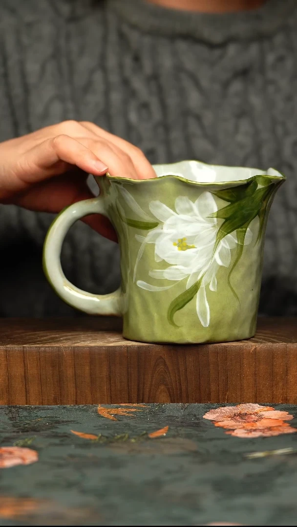 杯釉下彩手工手绘同款陶器