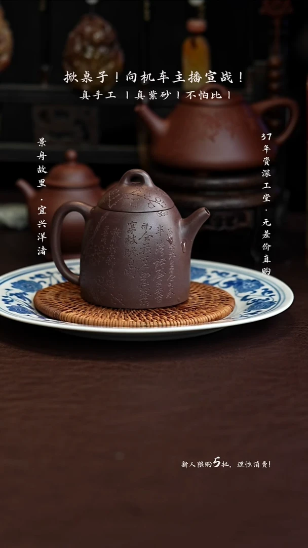 茶壶紫砂原矿手工 紫泥铺砂江雪150CC