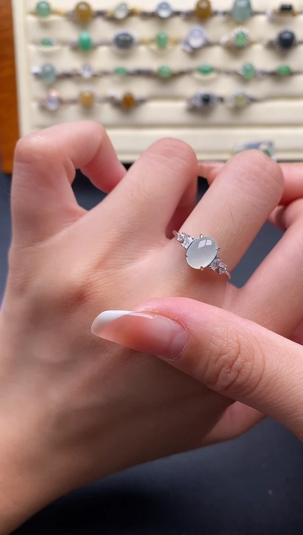 银S925镶嵌戒指翡翠7777777+3