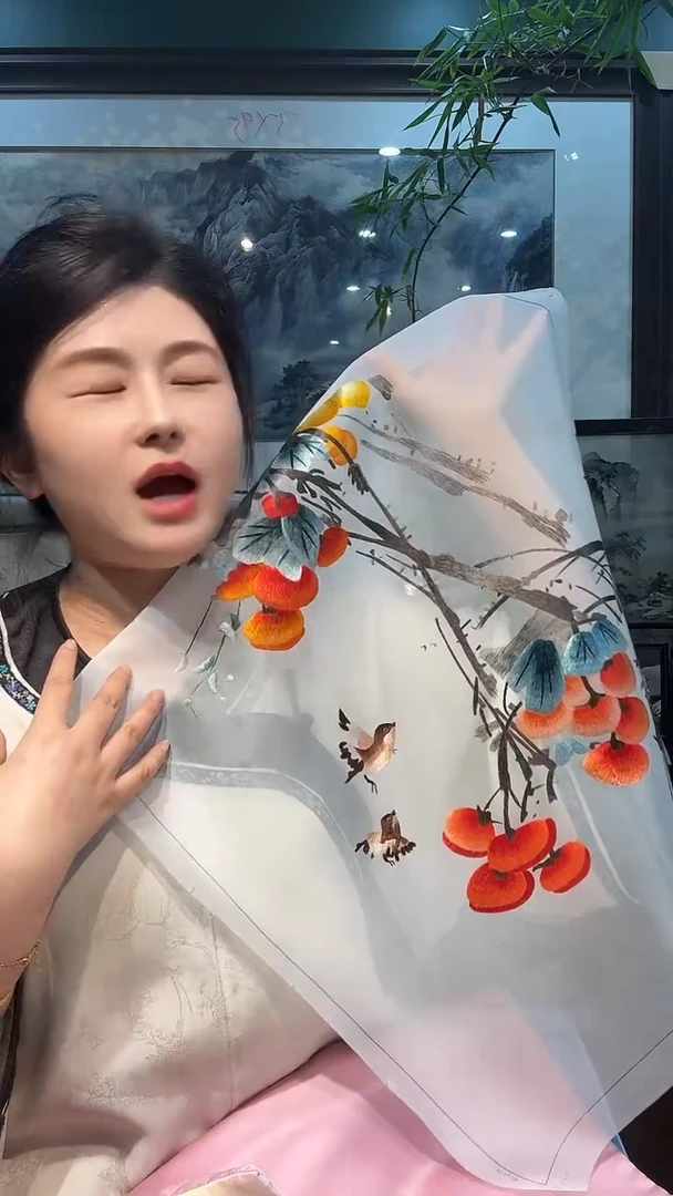 竖款非遗苏绣手工刺绣绣片50x50