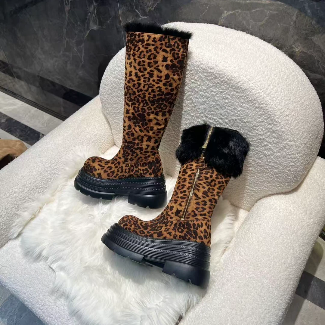 【小野猫】付小付家真兔毛9cm~高级感女高筒靴厚底时装靴ASD203