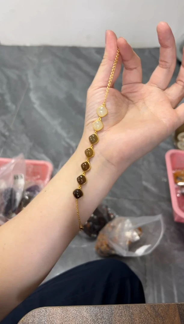 银S925镶嵌手链和田玉和田玉糖料银手链[多样发其一]