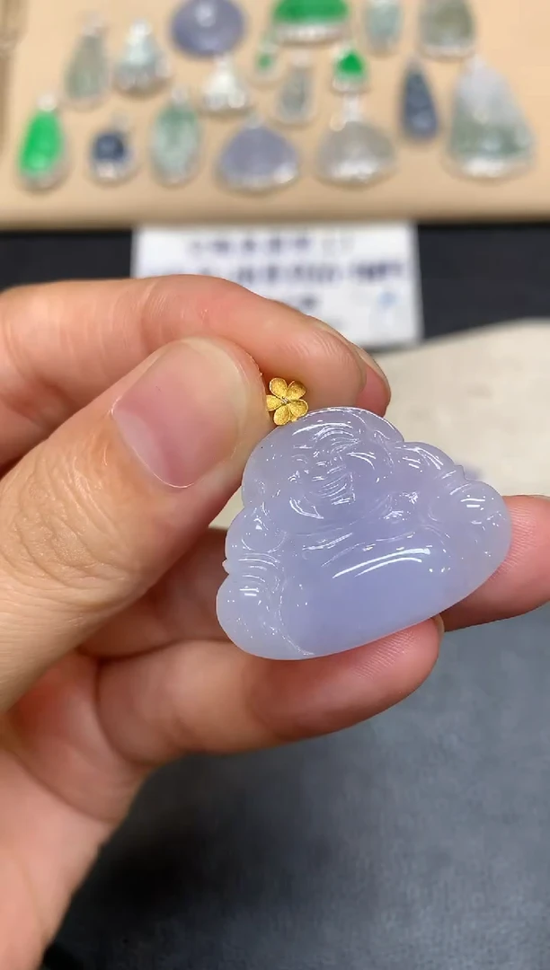 颈饰18K金镶嵌翡翠佛公【无服务费【48小时鉴赏期】