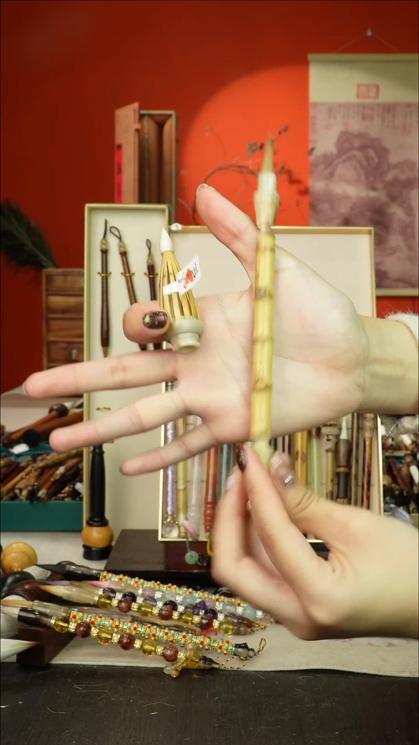 121号闪孤品高货毛笔链接 清水试笔 蘸墨不退