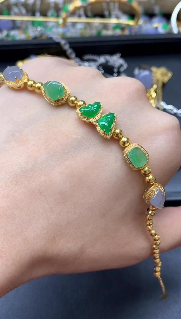 18K金镶嵌手链翡翠688-中国好珍宝