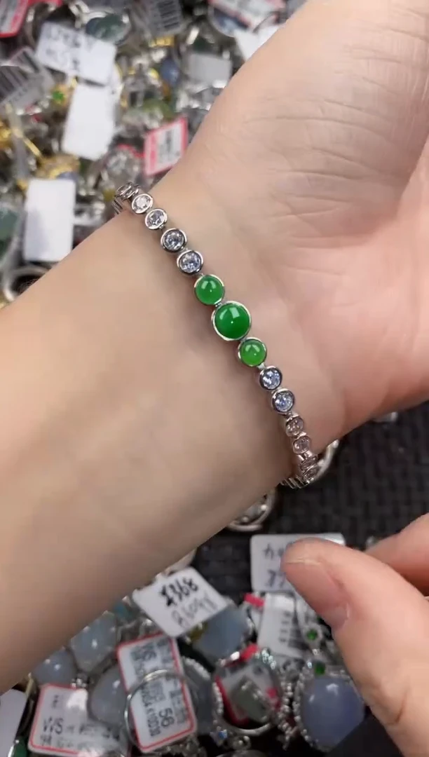 银S925镶嵌戒指翡翠10   6