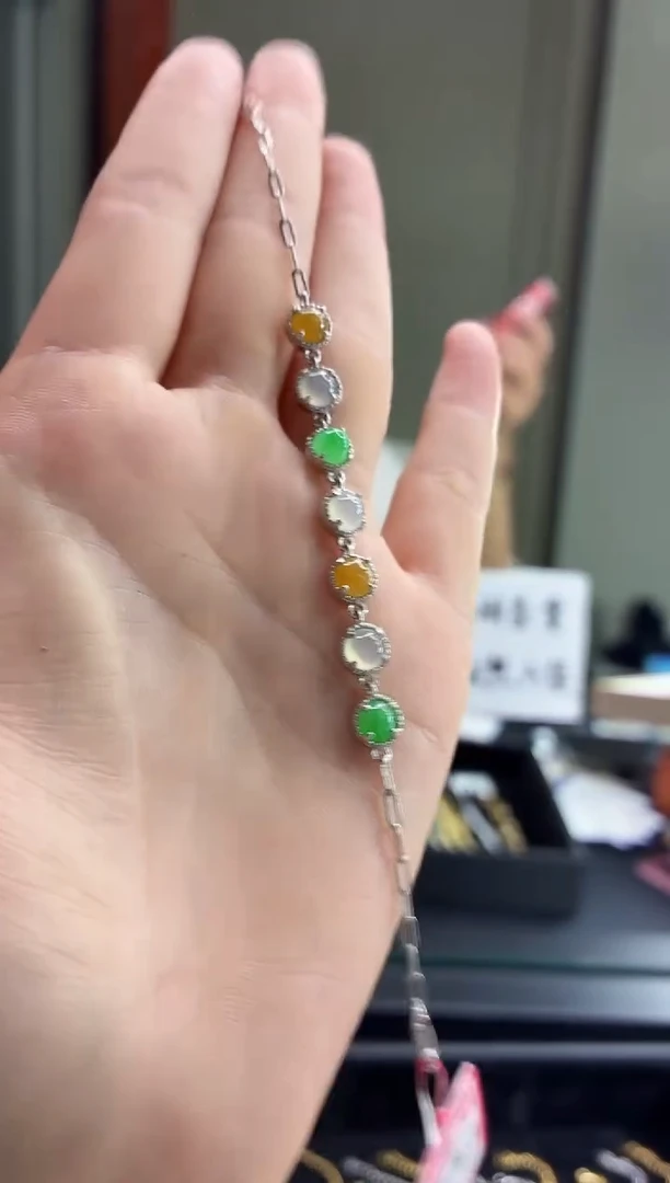 银S925镶嵌手链翡翠1111111