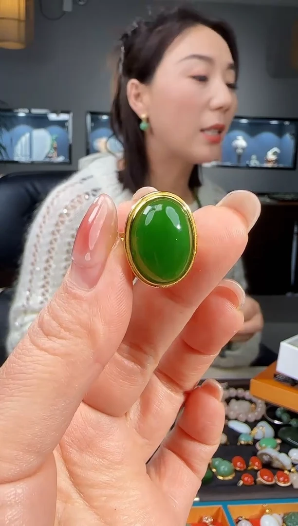 银S925镶嵌戒指和田玉1