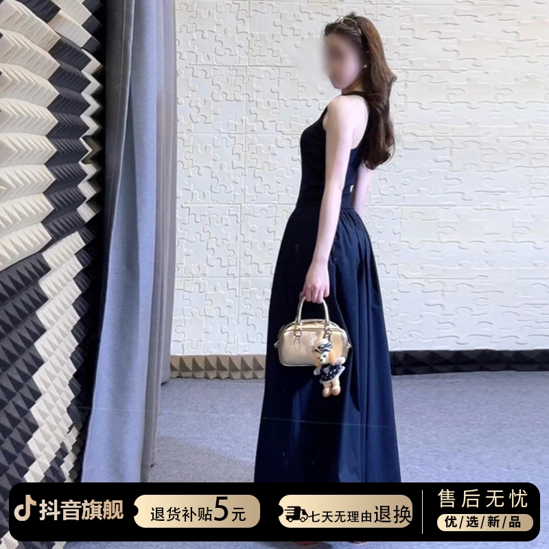 法式蓝色吊带连衣裙子女夏季2025新款高级感收腰显瘦气质背心长裙