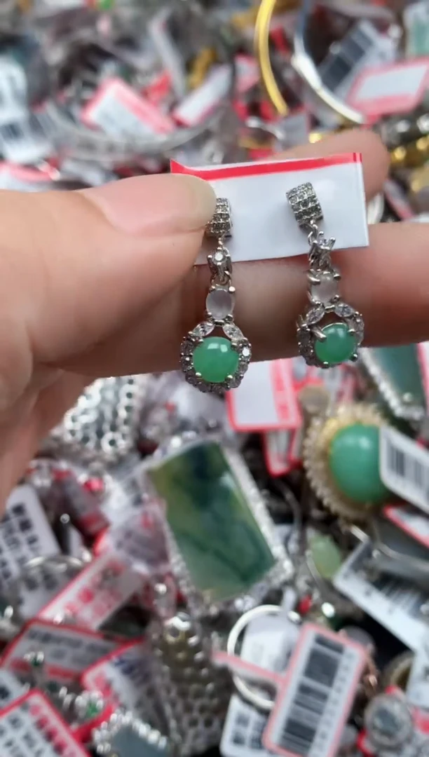 银S925镶嵌戒指翡翠天然A货缅甸翡翠