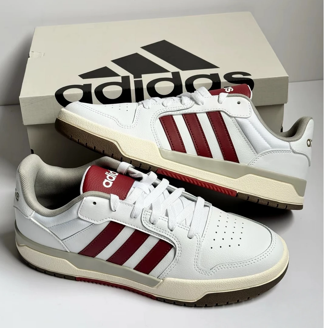adidas/阿迪达斯neo Entrap耐磨低帮板鞋男女同款白红官方正品
