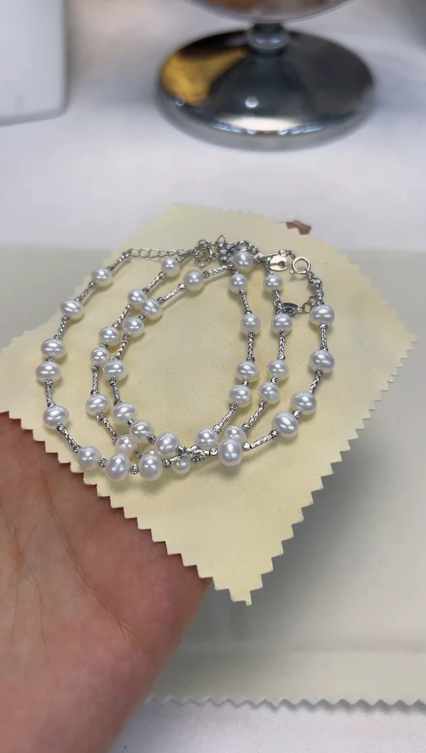 淡水珍珠手绳银S925镶嵌多样性发 货只发一条