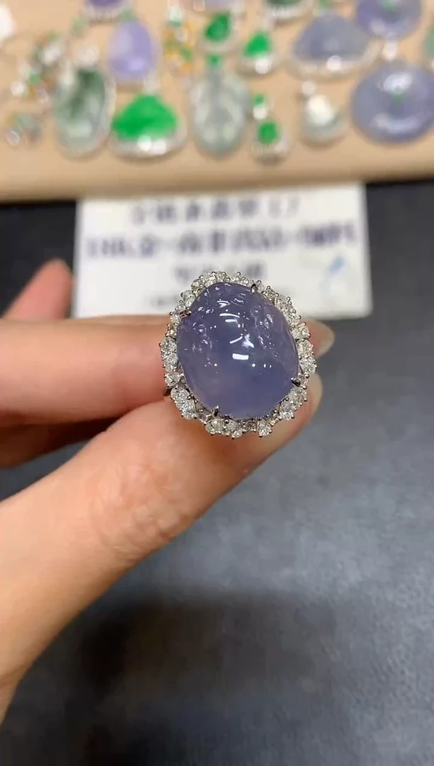 18K金镶嵌戒指翡翠貔貅【无服务费两用款