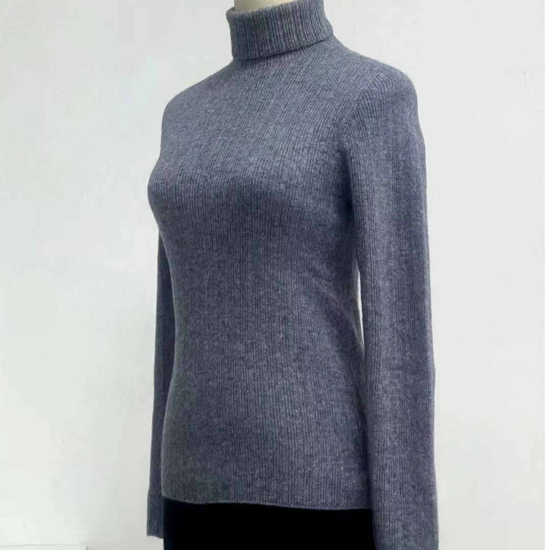 一线不规则高领羊绒衫半高领百搭