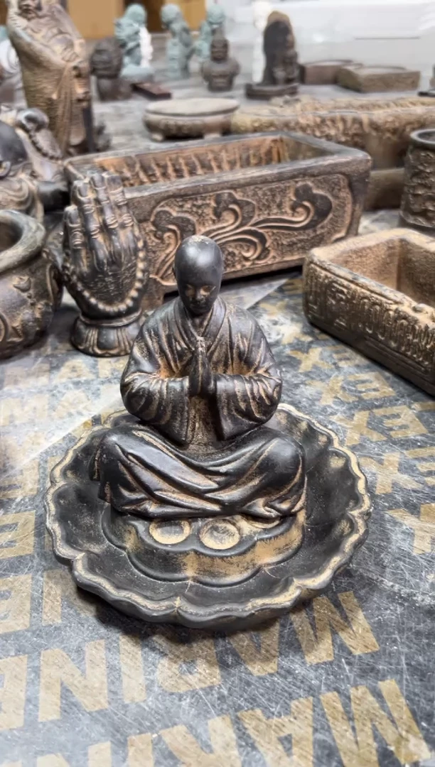 陶土一心向佛+莲蓬壶承