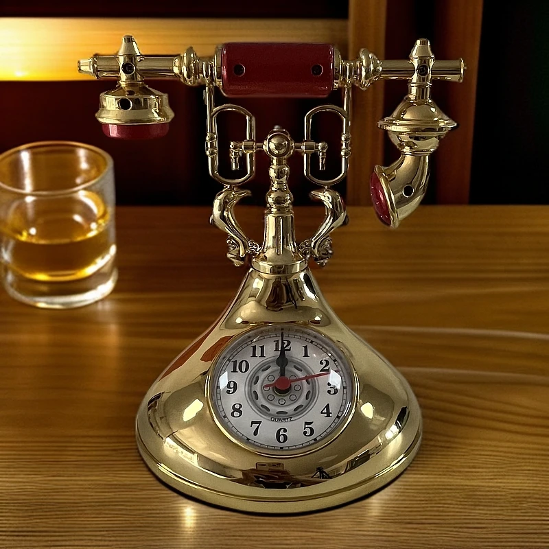 【新疆包邮】欧式复古电话机闹钟摆件