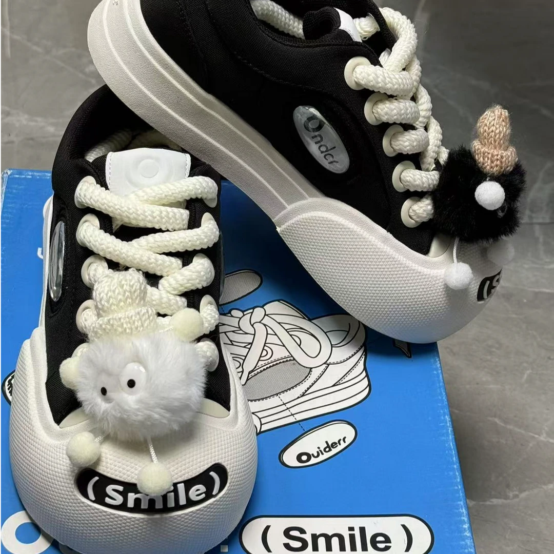 OU家黑白情侣增高帆布鞋