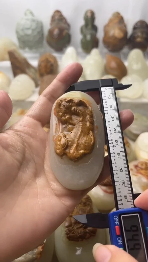石材方解石棉纹正常不退换貔貅微瑕
