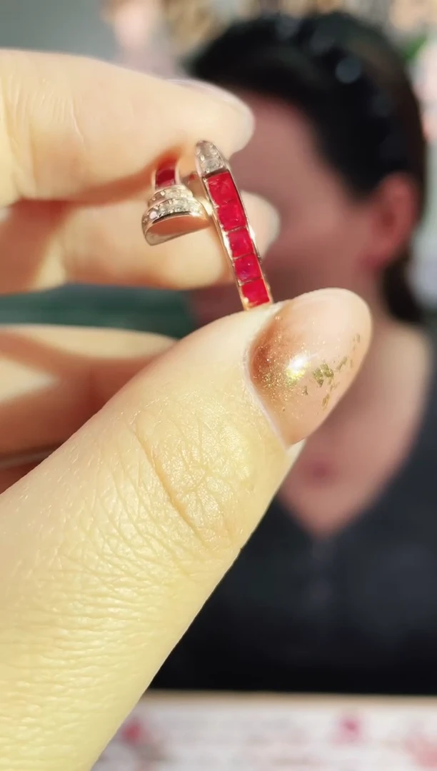 银S925镶嵌戒指红宝石戒指