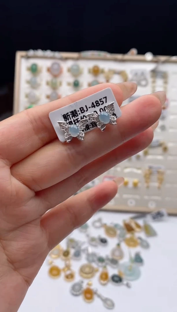 翡翠戒指银S925镶嵌天然A货翡翠