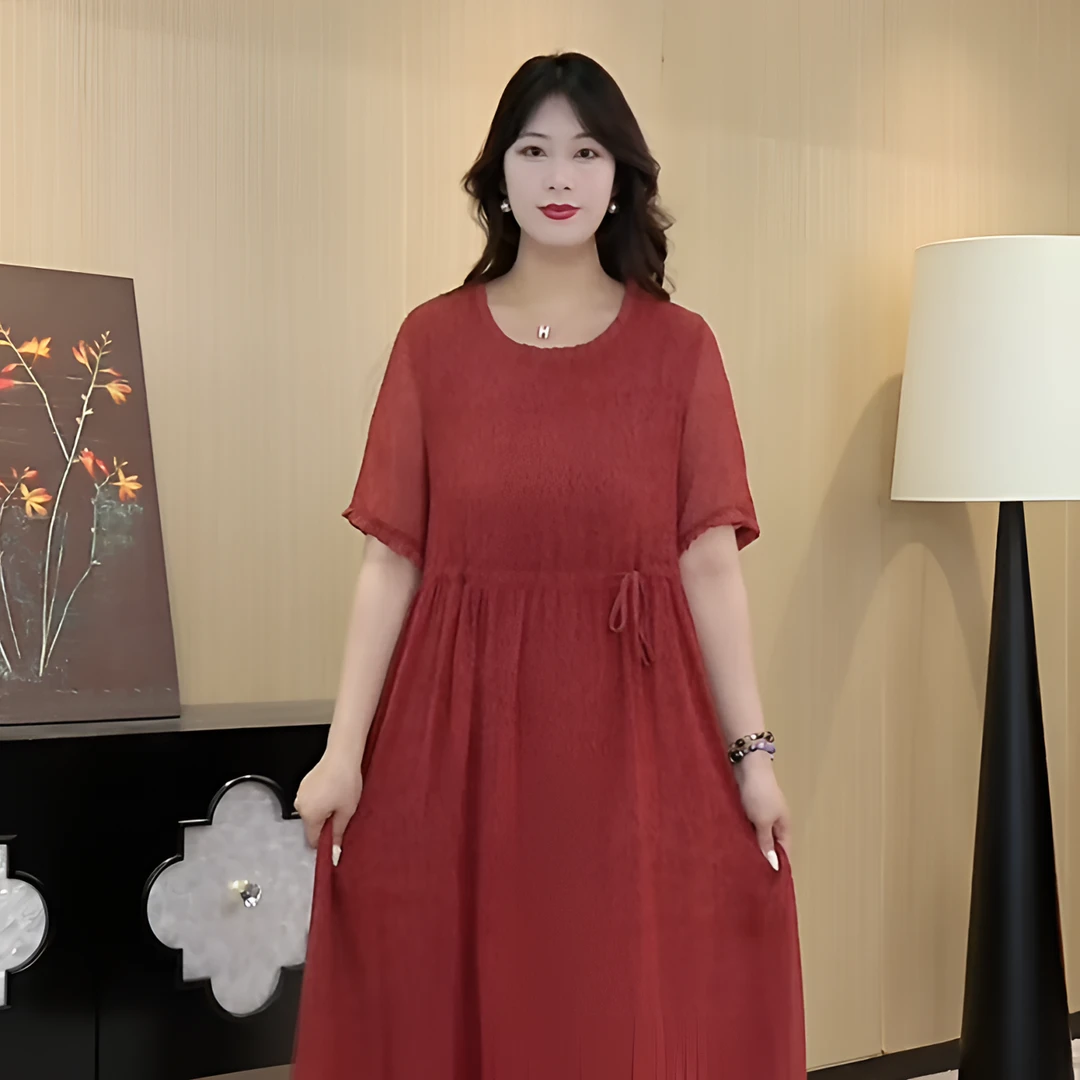 薇姐大码2025显瘦遮肉加肥加大洋气女装连衣裙宽松遮肚裙250913