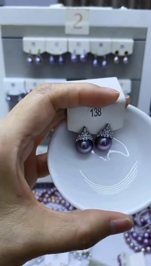 银S925镶嵌淡水珍珠耳饰138