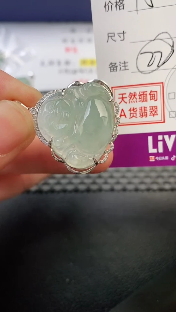 翡翠银S925镶嵌颈饰小*呀吊坠