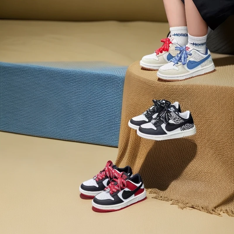 儿童男鞋低帮防滑篮球鞋2025春秋季新款儿童运动鞋儿童女童小白鞋