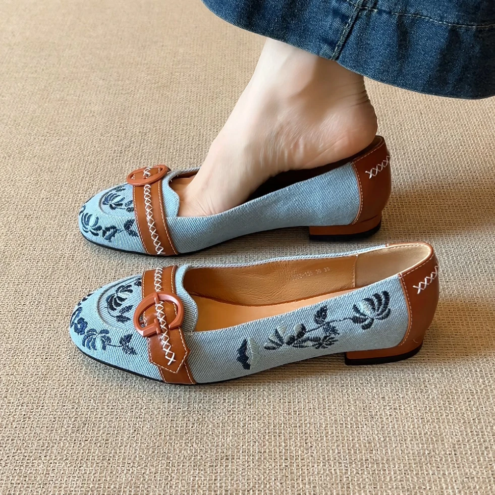 RubyL/2cm2025年春季韩版个性时尚百搭舒适软面平跟浅口单鞋女款