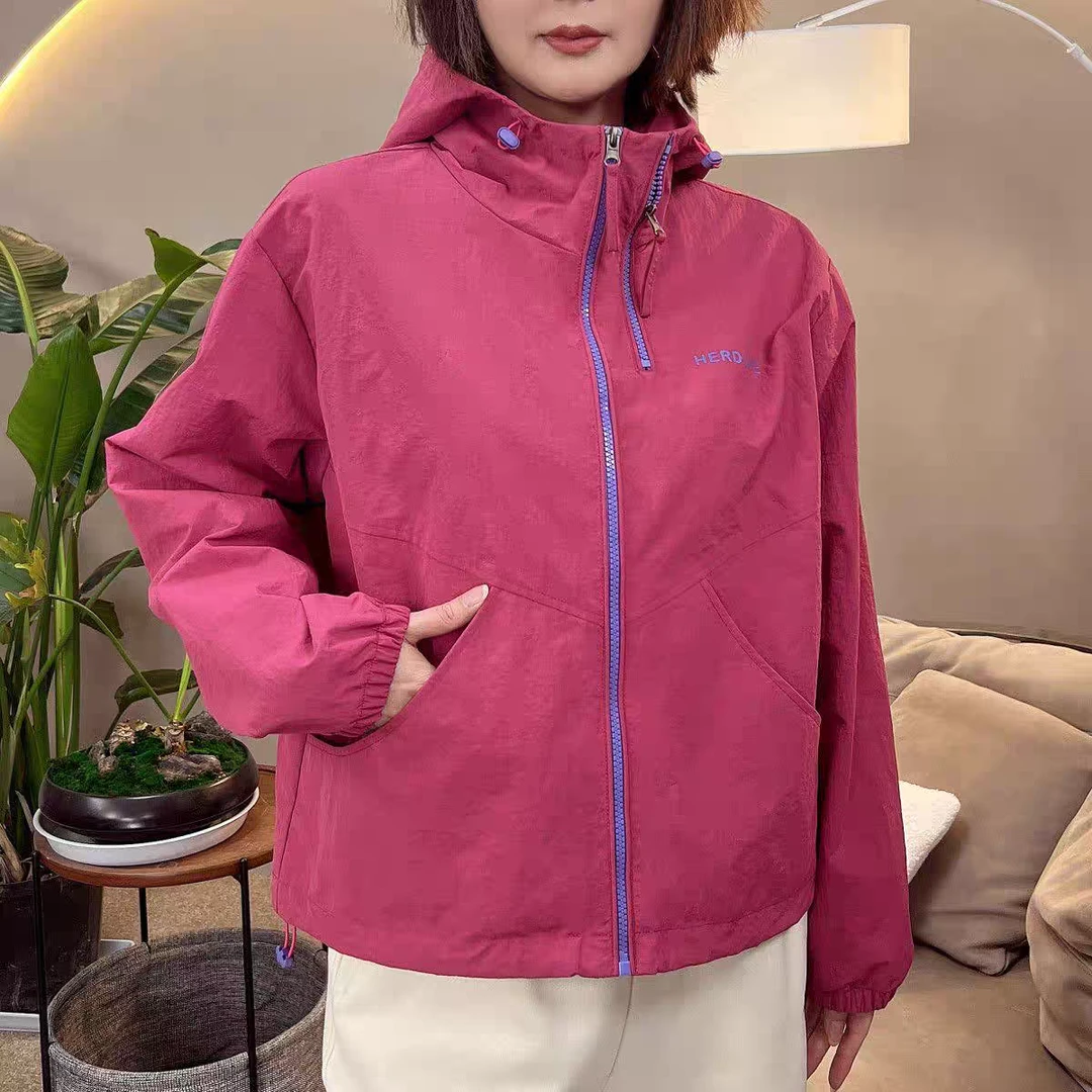 2501透气防风超轻拉链运动风衣户外冲锋衣百搭宽松春秋防晒外套