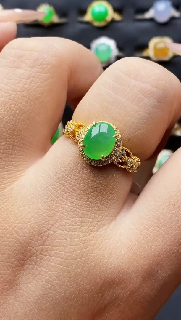 银S925镶嵌戒指翡翠3135