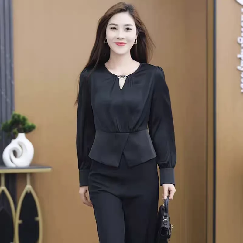 2024春秋装新款小香风长袖雪纺衫女上衣衬衫洋气小衫修身显瘦潮71