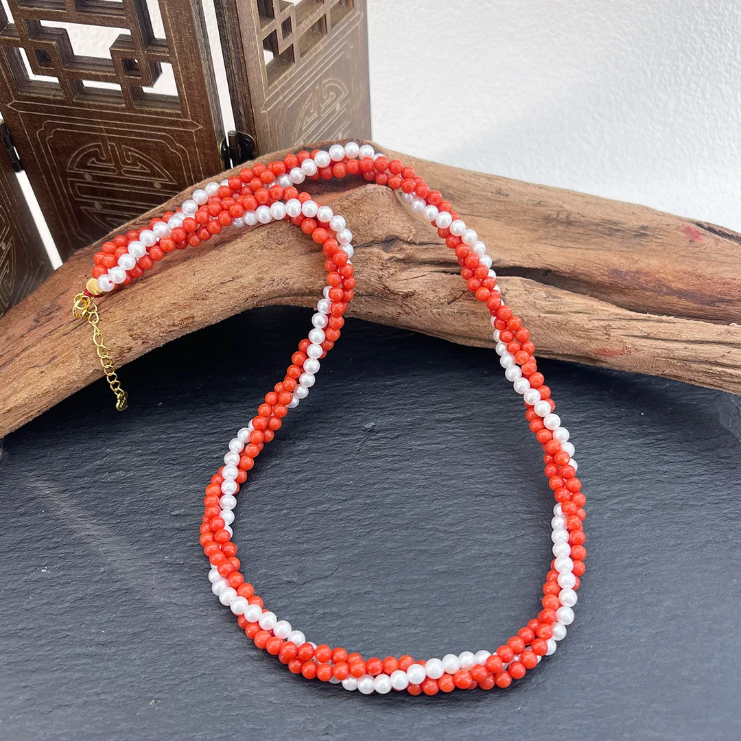 【珠宝嘉年华-央广】珊瑚项链 珊瑚约卡3mm+ DIY0744 多样性发货