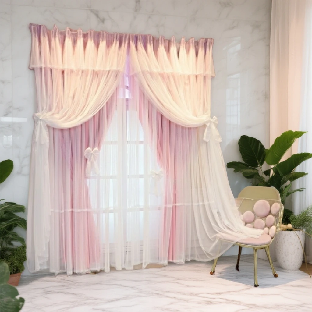 窗帘韩式网红梦幻公主风蕾丝成品遮光客厅温馨三层大气飘窗落地帘