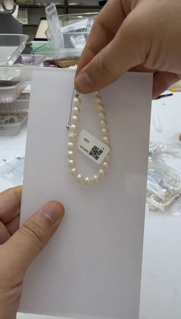 淡水珍珠手链银S925镶嵌7mm 爱心尾链