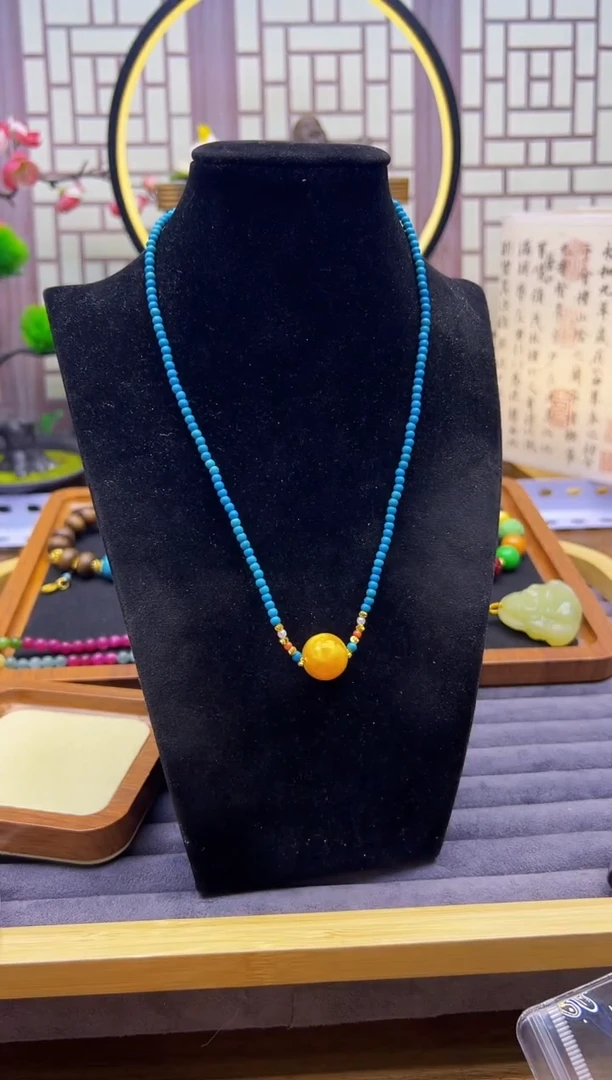 14K金镶嵌颈饰蜜蜡X859