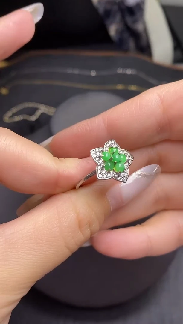 翡翠戒指银S925镶嵌G01318G01318