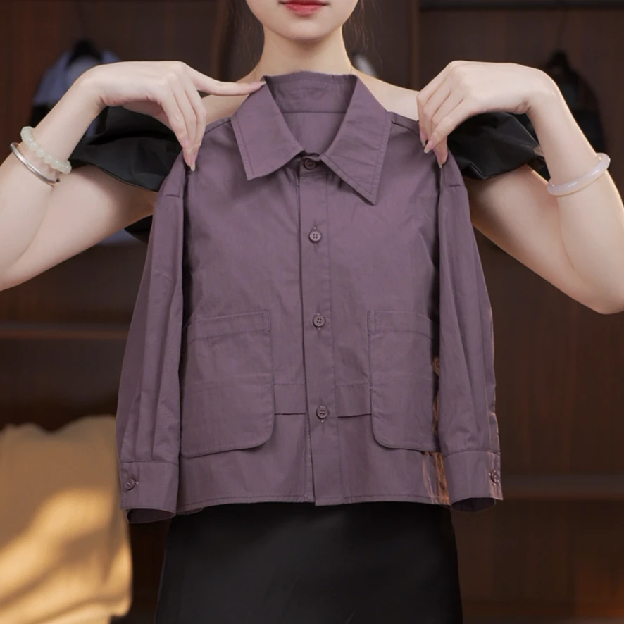 2025C纯棉亲子装衬衫百搭休宽松时尚小众设计师新款 QZ117